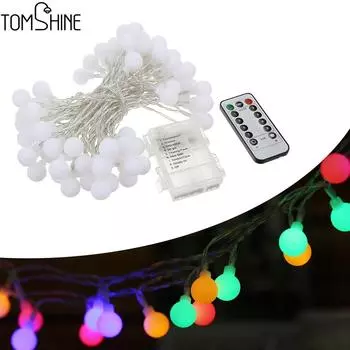 Tomshine 0.6W 10M / 32.8Ft 80LED Струнный свет с пультом дистанционного управления Многоцветный аккумулятор разноцветный