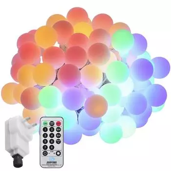 Tomshine Plug-in Globe String Lights 18m/59.06ft 150 светодиодов Шаровая гирлянда с дистанционным управлением UK Plug разноцветный