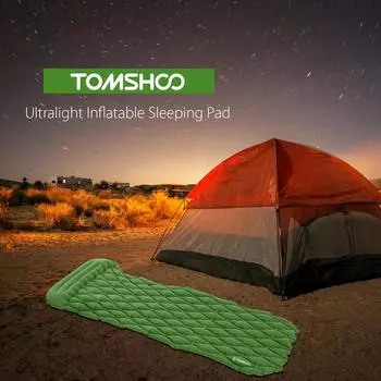 TOMSHOO Сверхлегкий надувной матрас с подушкой для кемпинга и пеших прогулок темно-зеленого