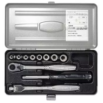 TONE 1850 Socket Wrench Includes 11 Pieces Set, 6.35mm (1/4 ) Drive, Silver,