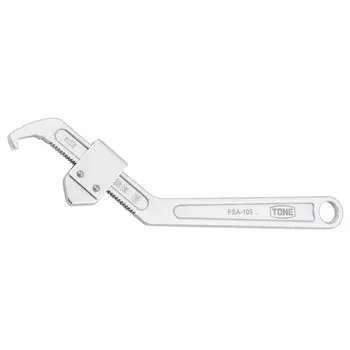 TONE Adjustable Hook Spanner Fits Slotted Round Nuts with Diameters from 35 to Total Length 278mm FSA-105, 105mm,