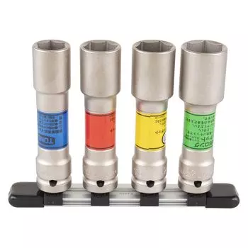 TONE Impact Thin Long Wheel Nut Socket Set Includes 4 Pieces (with Holder), HA404LN, 12.7mm (1/2 ) Drive,