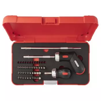 Tone Ratchet Driver Set RDS32 with Bit Insert 37 Pieces & 6.35mm (1/4 ) Red,