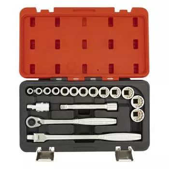 TONE Socket Wrench Set 4130MP 1/2 Inch Drive Red 17-Piece