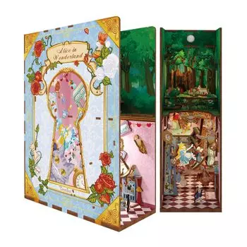 Tonecheer Book Nook Kit 3D Puzzle 3D DIY Miniature Dollhouse Kit Деревянная книжная полка Украшение ручной работы Набор Популярный подарок на день рождения для начинающих и