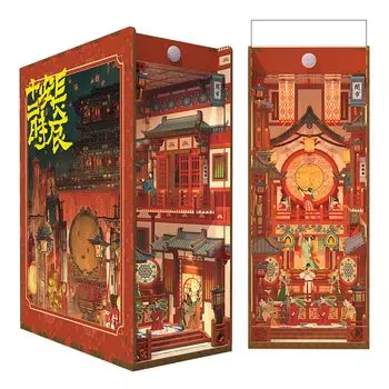 Tonecheer Book Nook Kit 3D Puzzle 3D DIY Miniature Dollhouse Kit Wooden Book shelf Decoration Handmade Kit Популярный подарок на день рождения для начинающих взрослых Самый длинный