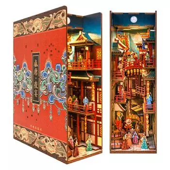 Tonecheer Book Nook Kit 3D Puzzle 3D DIY Miniature Dollhouse Kit Деревянная книжная полка Украшение ручной работы Набор Популярный подарок на день рождения для начинающих и
