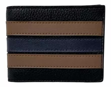 Тонкий бумажник Coach с полосками Varsity Slim Wallet для мужчин, черный, чёрный