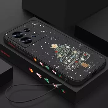 Тонкий чехол Dream Merry Christmas Tree Pattern для Xiaomi 13T Poco F6 X6 Pro Redmi Note 13 12 11 10 Pro, матовый мягкий чехол из ТПУ с защитой от ударов Redmi Note 13 4G чёрный
