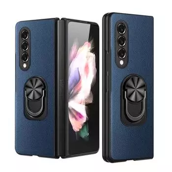 Тонкий легкий кожаный чехол-держатель для кольца для Samsung Galaxy Z Fold 3 4 Fold4 5g Fold2 Fold3 Fold 2 противоскользящий чехол для мобильного телефона for Galaxy Z Fold 3 чёрный