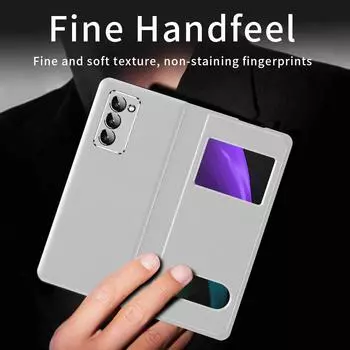 Тонкий кожаный чехол Litchi с защитой от падения для Samsung Galaxy Z Fold4 Fold 4 Fold2 Fold3 Fold 3 2 5g Zfold4 Складные чехлы for Samsung Z Fold 4 чёрный