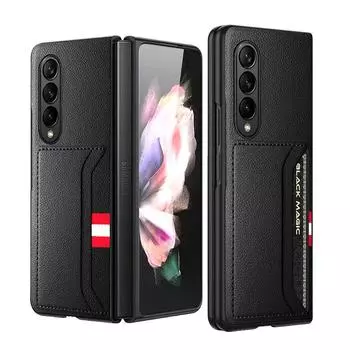 Тонкий кожаный чехол с слотом для карт для Samsung Galaxy Z Fold 4 5g с закаленным стеклом Hd Galaxy Z Fold4, чехол с защитой от падения Fold4 Funda For Galaxy Z Fold 4