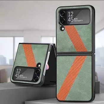 Тонкий кожаный матовый чехол с защитой от падения для Samsung Galaxy Z Flip4 5g Flip 4 Zflip4, противоскользящий модный складной чехол for Samsung Z Flip 4 зелёный