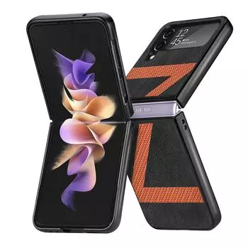 Тонкий защитный кожаный чехол с защитой от падения для Samsung Galaxy Z Flip4 5g Flip 4 Zflip4 Ультратонкий легкий складной чехол Funda for Samsung Z Flip 4 синий