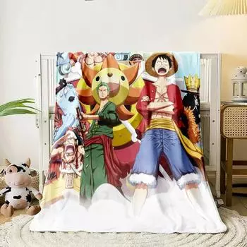 Тонкое фланелевое одеяло One Piece Anime HD Printed. Одеяло Four Season. Для дивана, кровати, гостиных, путешествий, пикника, подарков 50x60in