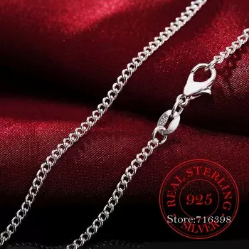 Тонкое ожерелье из настоящего стерлингового серебра 16–30 дюймов, боковая цепочка 2 мм, женские модные украшения для девочек и детей 40–75 см 75cm
