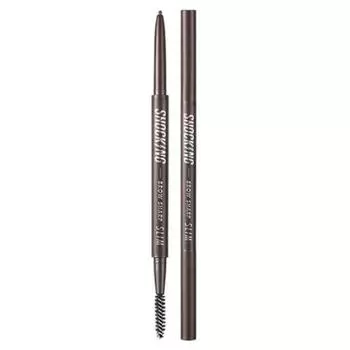 Тонкие брови Tony Moly The Shocking Vegan Eyebrow Sharp Slim, 1 шт, 02 Натуральный Коричневый
