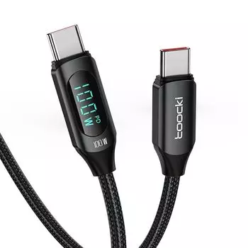 toocki usb c кабель 100 Вт 2 м со светодиодным дисплеем [черный] кабель типа c PD/QC быстрая зарядка typec нейлоновая вязка передача данных телефон 16/телефон 15/телефон Plus,