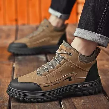 Tooling boots men s middle help new spring and autumn outdoor casual shoes retro lace-up Martin boots men s shoes short boots 39
