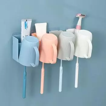 Toothbrush Holder Wall Mounted Mouth Toothpaste Dispenser Quick Draining Storage Squeezer Rack Bathroom Toothbrush Holder белый