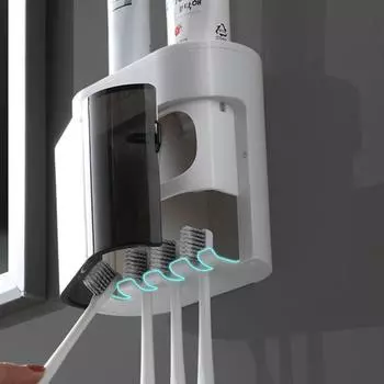 Toothpaste Rack Extruder Hole Free Wall Mounted Dual Position Toothbrush Holder Toothpaste Extrusion Hanging Bathroom Accessory белый