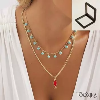 Tooxika модное женское ожерелье с подвеской в виде рыбы из натурального камня