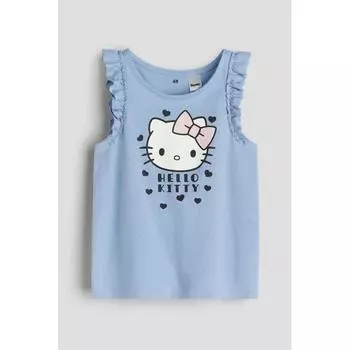 Топ без рукавов с оборкой HM, синий Hello Kitty