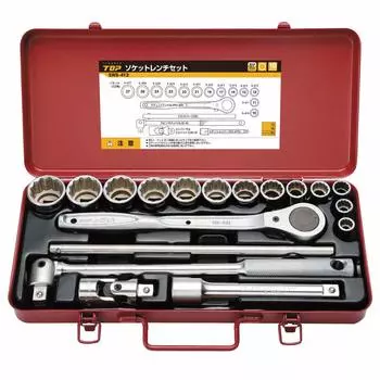 Top Industry Socket Wrench Drive Angle Strong Ratchet Total 18 Case Made in Japan (TOP) Set, 12.7mm, Handle, 10~27mm, Socket, etc., Pieces, Included,