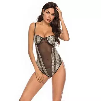Топ мода сексуальное нижнее белье бандаж лак кожа соблазнительные колготки сценический ночной клуб костюм змеиная кожа M