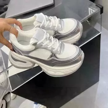 Top quality luxury design luxury leather thick soled elevating women s walking shoes 2024 classic casual sneakers 37