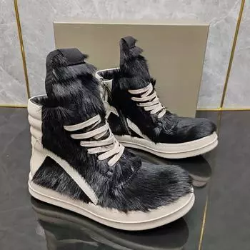Top quality thick bottom Horse hair High Top Geobasket Quality Men Shoe Zipper Women Sneaker Casual Design boots & Shoes 36