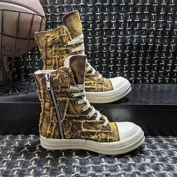 Top quality thick bottom Men High Top Shoes Canvas Women Designer Sneakers Luxury Lace Up Zip High Street Flats Black Boots 35