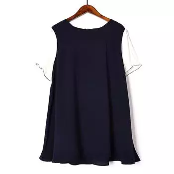 Top T-shirt with Short Sleeves Loose Plus Size Ladies Women s Clothing Regular Plus Size Mid Length Long Length Women s Fashion All-Match round Neck Blue M