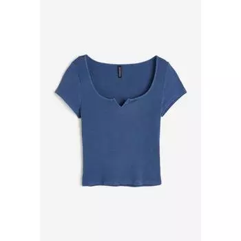 Топ HM WashHed Look Ribbed Top Blue 1199438003 XSEUR XSP