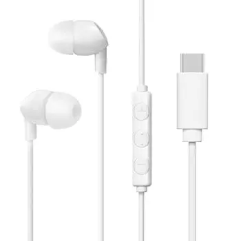 TOPLAND USB с микрофоном и пультом дистанционного управления Проводные наушники-вкладыши Type-C для мобильных телефонов, Наушники, Управление, Стерео, 1,2 м, iPhone, Android, Смартфоны, белый