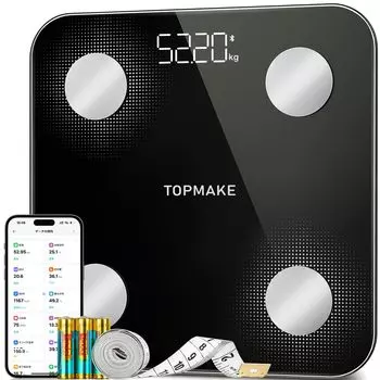 TOPMAKE Весы цифровые для ванной комнаты ИМТ Жир в теле 25 Приложение для измерения состава тела Bluetooth Sync Measure Черный [Обновление] Весы, Измеритель, Измеритель и & & В комплекте,