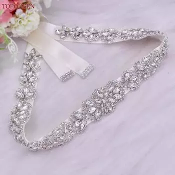 TOPQUEEN S75 свадебное платье пояс серебряные стразы кристалл элегантный роскошный ручной работы из бисера женские платья подружки невесты пояс