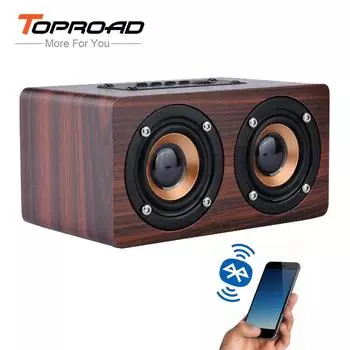 TOPROAD деревянный беспроводной Bluetooth-динамик 10 Вт портативный стерео сабвуфер бас-динамики красный