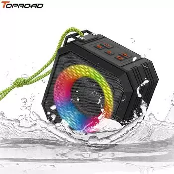 TOPROAD Водонепроницаемые Bluetooth-колонки IP65 Портативные мини-беспроводные стереобасы Открытый велосипедный динамик Поддержка колонки FM-радио Светодиодные RGB-подсветки чёрный