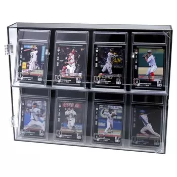 TOREJAX Trading Card Display 2 Tier Clear Scratch Magnetic Wall Hanging Attractive Storage Case, Storage, Resistant, Closure, & Tabletop,