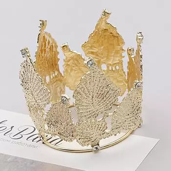 Торт ко дню рождения выпечка корона декор сцены украшения золотые листовые сплавы принадлежности для украшения вечеринки свадебный головной убор