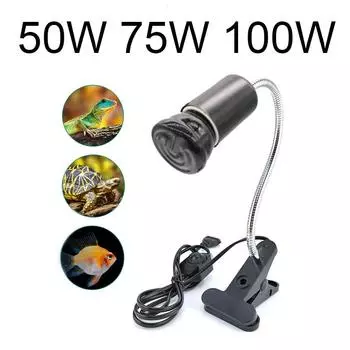 Светильник для обогрева черепах E27 EU Plug 220V Mini Pet Reptile Heat Lamp Kit Пристегивающийся керамический держатель для ламп, нагревательный набор 50W Set
