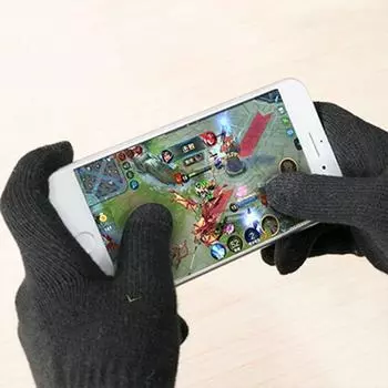Touch Screen Gloves Mobile Game Touch Screen Winter Fleece-Lined Thickened Heattech Male and Female Students Outdoor Driving Cycling Elegant Black One size