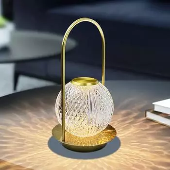 Touch Table Lamp Rechargeable Wireless Portable Bedroom Bedside Crystal Desk Lamp Night Light LED Decor Lights for Bar Coffee 3 Colors Light золотой