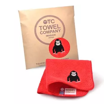 TOWEL COMPANY Имабари Полотенце Носовой платок 22x22 см Подарочная вышивка Парад животных (Горилла (красный))