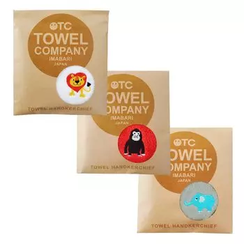 TOWEL COMPANY Набор полотенец Imabari из 3 шт., носовой платок для полотенец Animal Parade 1 (Лев, Горилла, Слон)