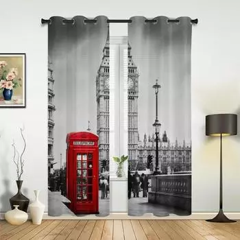 Tower Of London Uk Big Ben Curtains for Bedroom Living Room Drapes Kitchen Children s Room Window Curtain Modern Home Decor 135W x 60H(cm) x1