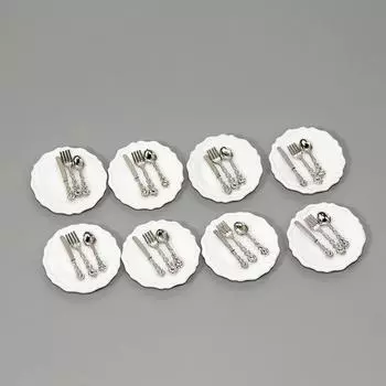 Toy Kitchen Dollhouse Furniture 1:12 Scale Miniature Cookware Simulation Mini Cutlery Fork Knife Spoon Set Doll Accessory разноцветный