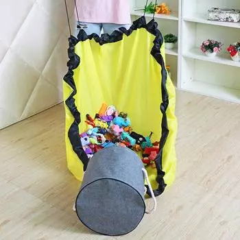 Toy Storage Bucket Bundle Pocket Children s Toy Storage Bag Building Block Quick Organizing Pad Drawstring Dustproof Bag 1pc серый