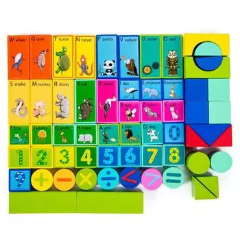 Toy Wooden Block With Shape Matching For Toddler Digital Cognition Skills Gift